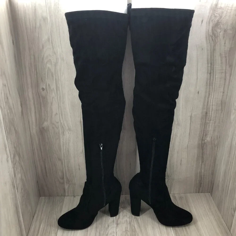 Oliva Ferguson OTK Boots Womens 8.5 Black Pull On Over The Knee